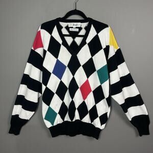 Pringle Of Scotland Sweater Mens Medium V-neck VTG Golf Argyle Grandpa preppy